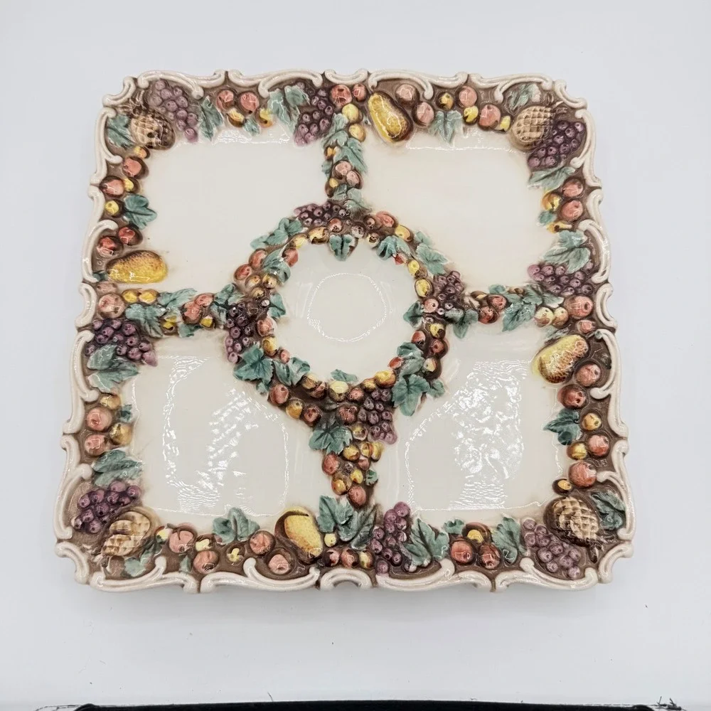Vintage Lefton Della Robbia Fruit Divided Relish Platter Model 1961 13